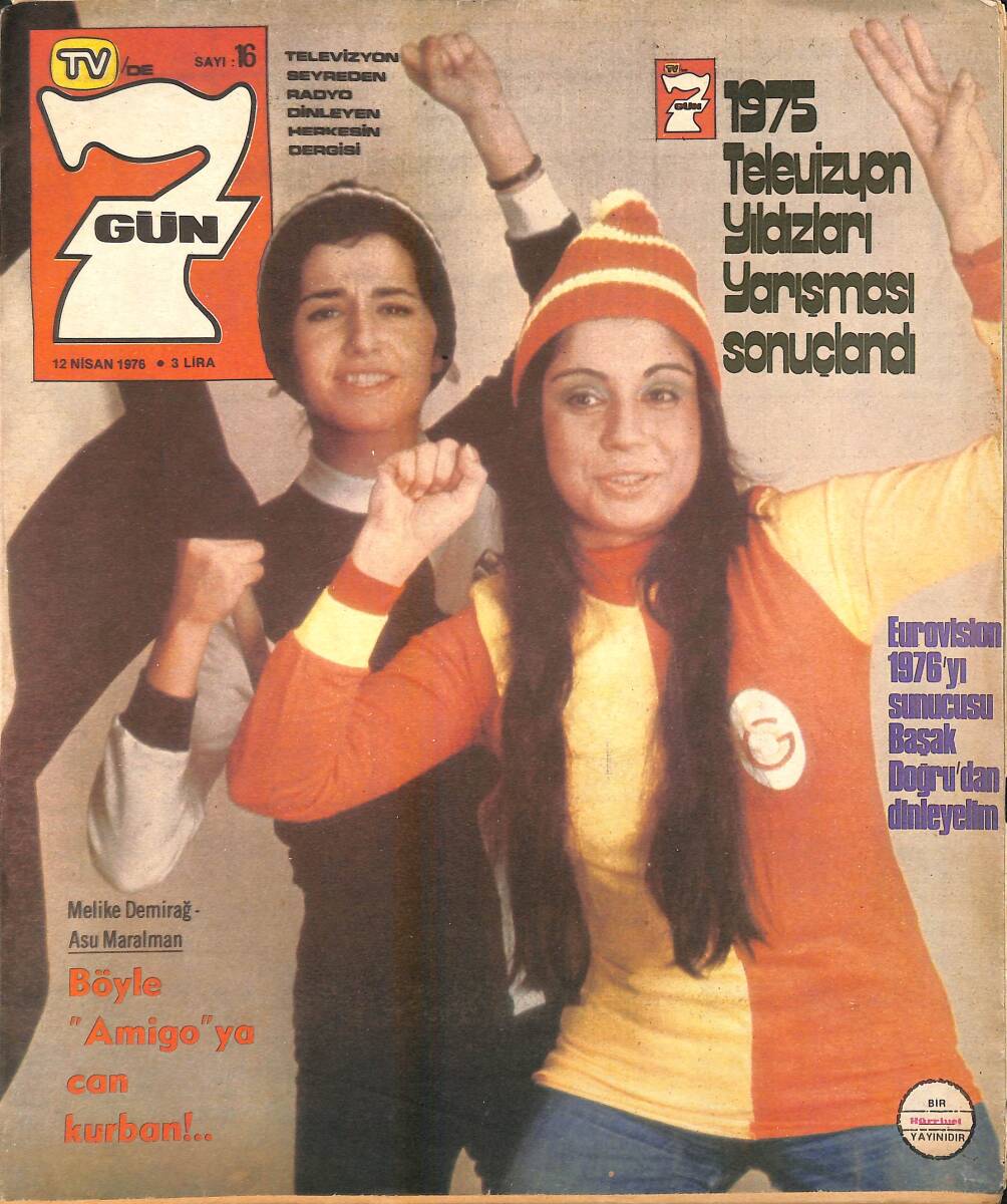 Tv'de 7 Gün Dergisi 12 Nisan 1976 Sayı : 16 - 1975'in Yıldızları - Dünden Bugüne Yıldıray Çınar - Trabzon Böyle Maç Görmedi NDR88610 - 1