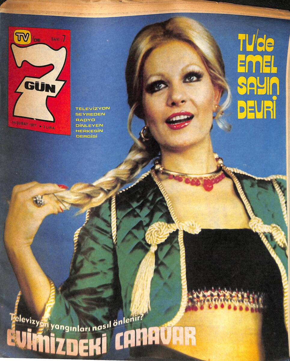 Tv'de 7 Gün Dergisi 14 Şubat 1977 Sayı: 7 - Emel Sayın - Ekrem Bora - Canan Oğuz NDR93777 - 1