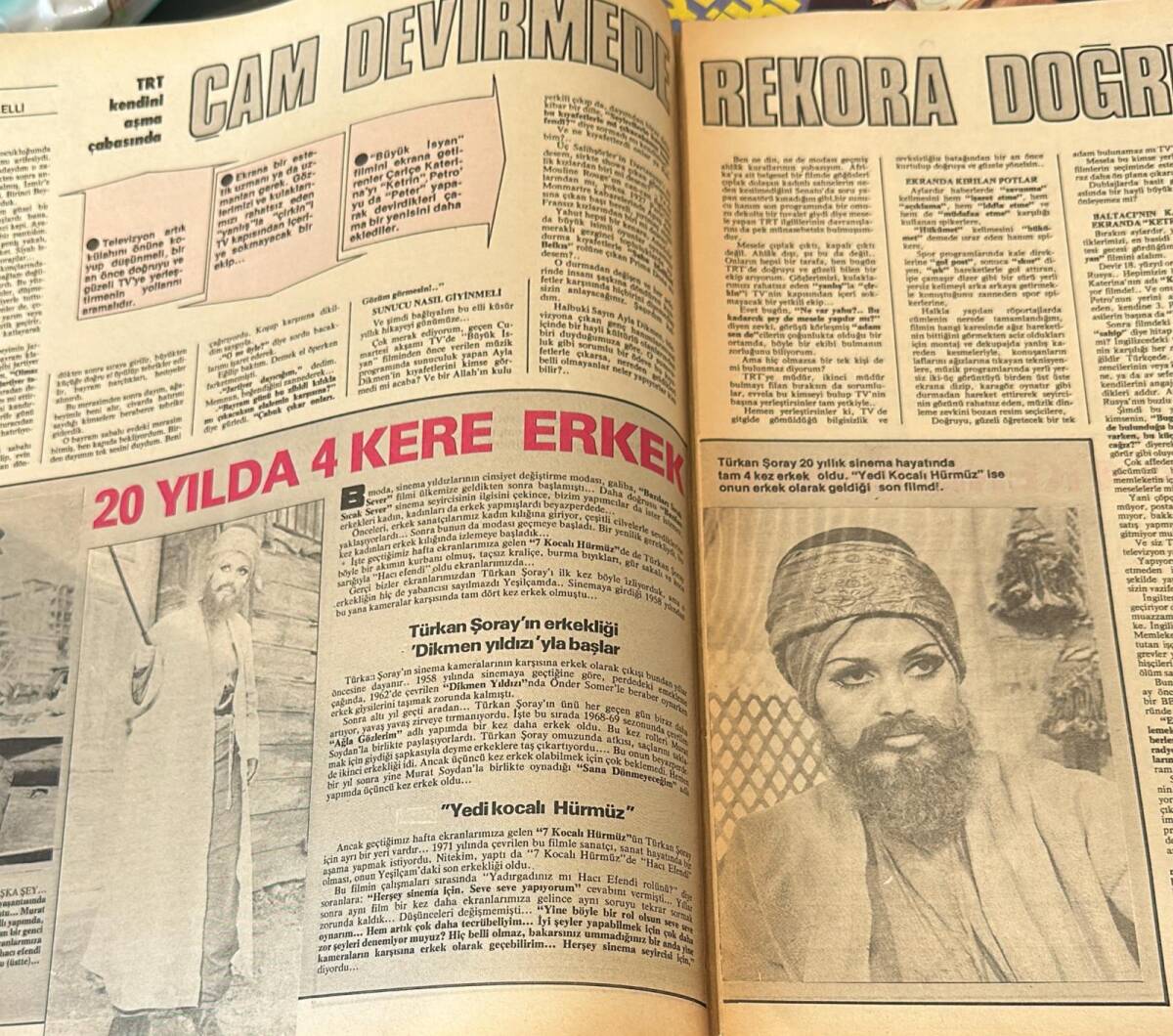 Tv'de 7 Gün Dergisi 20 Mart 1978 Sayı : 12 - Gönül Akkor'un Büyük Hayali Gerçekleşiyor - Türkan Şoray 20 Yıllık Sinema Hayatında Tam 4 Kez Erkek Oldu NDR97977 - 3