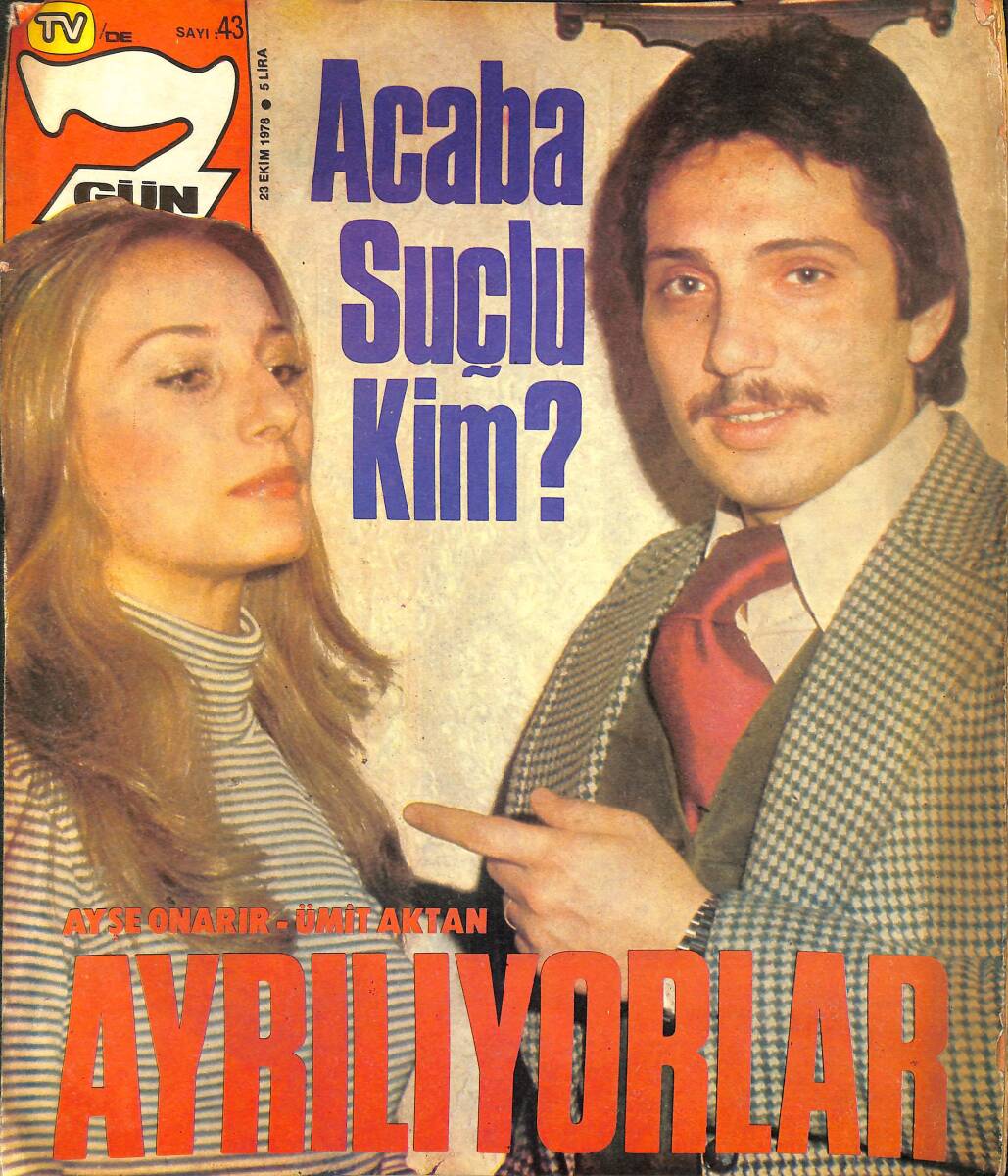 Tv'de 7 Gün Dergisi 23 Ekim 1978 Sayı : 43 - Nuri Kantar'ın Gizli Hazırlıkları - Neco Film İftiharla Sunar NDR97988 - 1