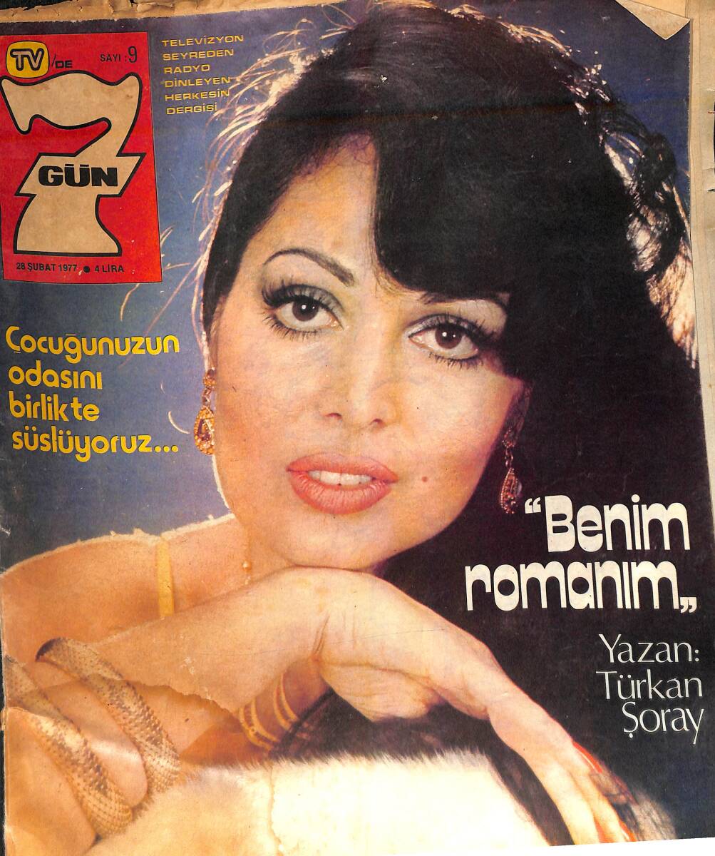 Tv'de 7 Gün Dergisi 28 Şubat 1977 Sayı: 9 - Benim Romanım Türkan Şoray - Zeki Müren'in Önce İsmi - Ümit Aktan, Türkan Şoray'ın İlk Estetiği NDR93773 - 1