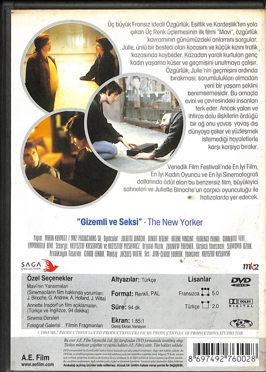 Üç Renk Mavi DVD Film (İkinci El) DVD2568 - 2