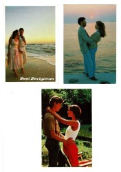 Üçlü Aşk ve Sevgi Temalı Kartpostal KRT7870 - 1