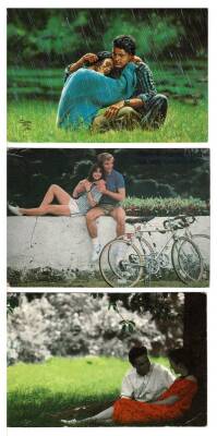 Üçlü Aşk ve Sevgi Temalı Kartpostal KRT7873 - 2