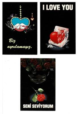Üçlü Aşk ve Sevgi Temalı Kartpostal KRT7881 - 1