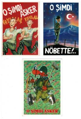 Üçlü Askerlik Temalı Kartpostal KRT7972 - 1