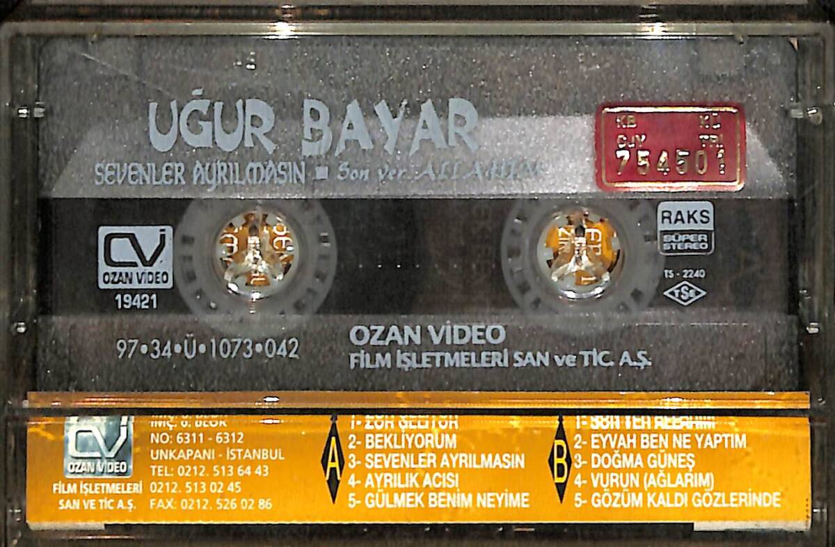 Uğur Bayar - Sevenler Ayrılmasın Kaset (İkinci El) KST28439 - 2