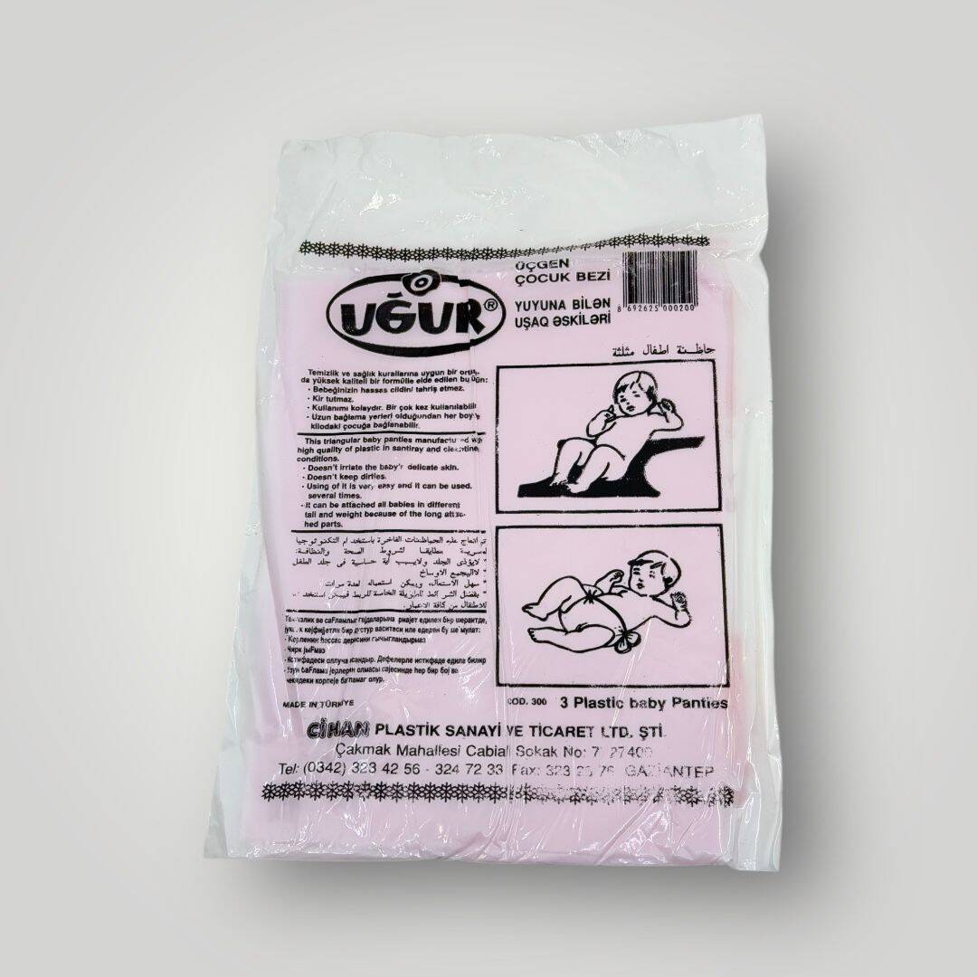 Uğur Üçgen Çocuk Bezi (Alman Tipi Büyük Boy) Türk Malı - Sıfır Poşetinde *Pembe Renk* AOB5068 - 2