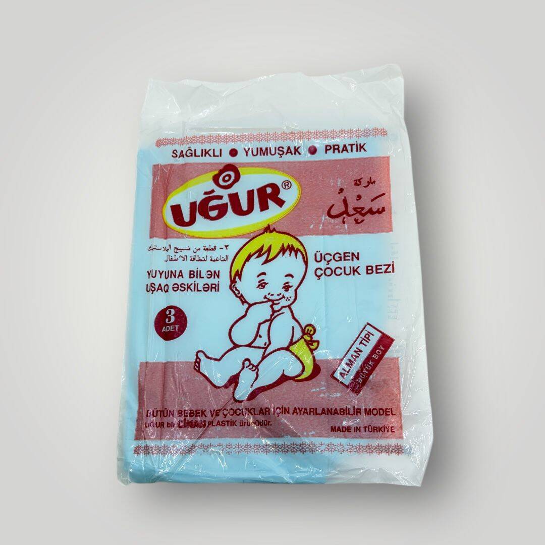Uğur Üçgen Çocuk Bezi (Alman Tipi Büyük Boy) Türk Malı - Sıfır Poşetinde *Mavi Renk* AOB5069 - 1