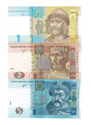 Ukrayna 1/2/5 Dinara Set ÇİL YKP8295 - 3