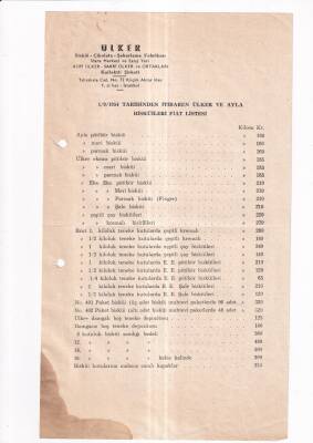 ÜLKER ÇİKOLATA - BİSKÜİ - ŞEKERLEME FABRİKASI İSTANBUL - 1954 YILI ÜLKER AYLA BİSKÜİLERİ FİYAT LİSTESİ - 1