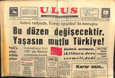 Ulus Gazetesi 1 Haziran 1968 - Bu Düzen Değişecektir GZ103496 - 1