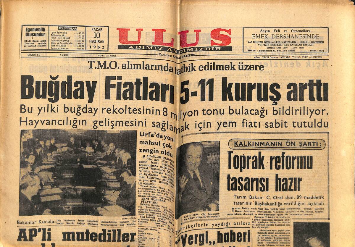 Ulus Gazetesi 10 Haziran 1962 - Dünya Kupası, Pele Oynayacakmış - İnönü Dün C. Gürsel'le Görüştü GZ143100 - 1
