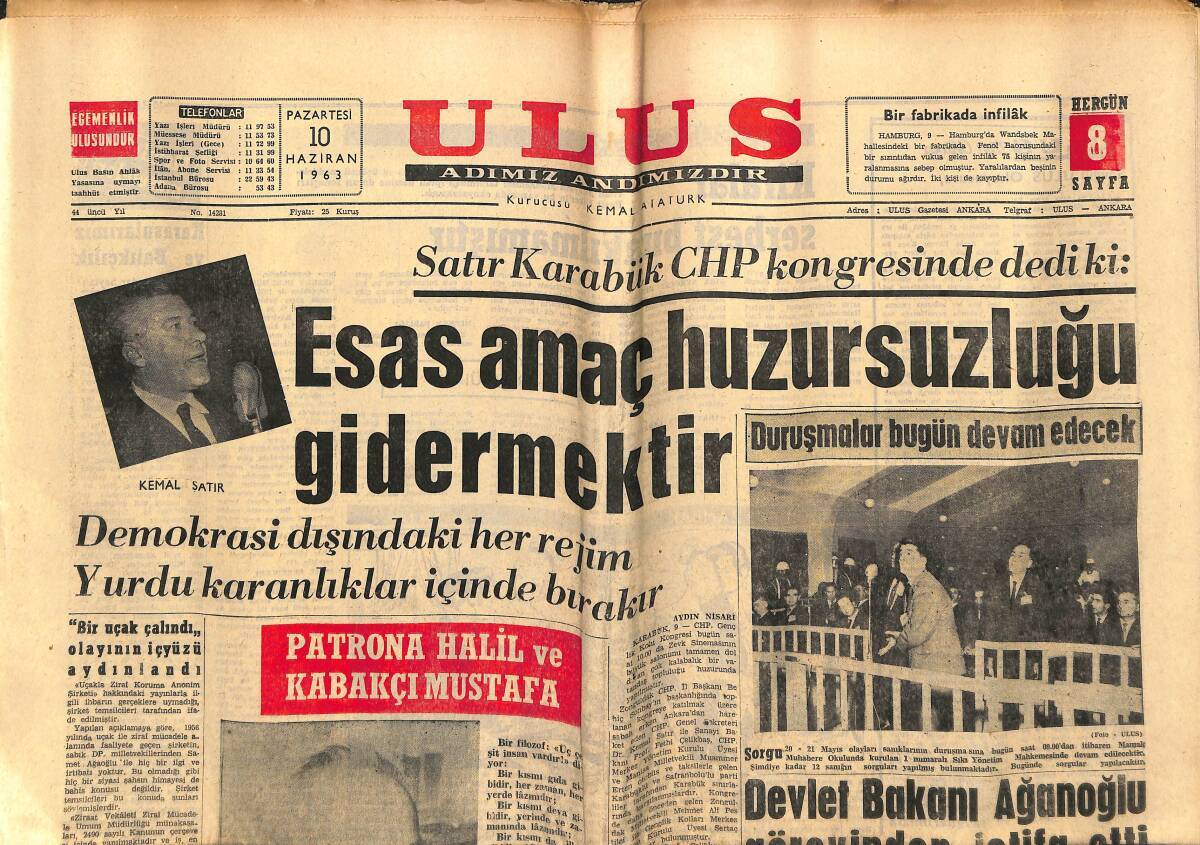 Ulus Gazetesi 10 Haziran 1963 - Manisa Kız Enstitüsü Defile - Almanya'da Çalışan İşçilerimize Yeni Bir Hak Daha Tanındı GZ151550 - 1