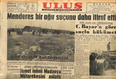 Ulus Gazetesi 11 Ekim 1960 - Menderes Bir Suçunu Daha İtiraf Etti GZ110145 - 1