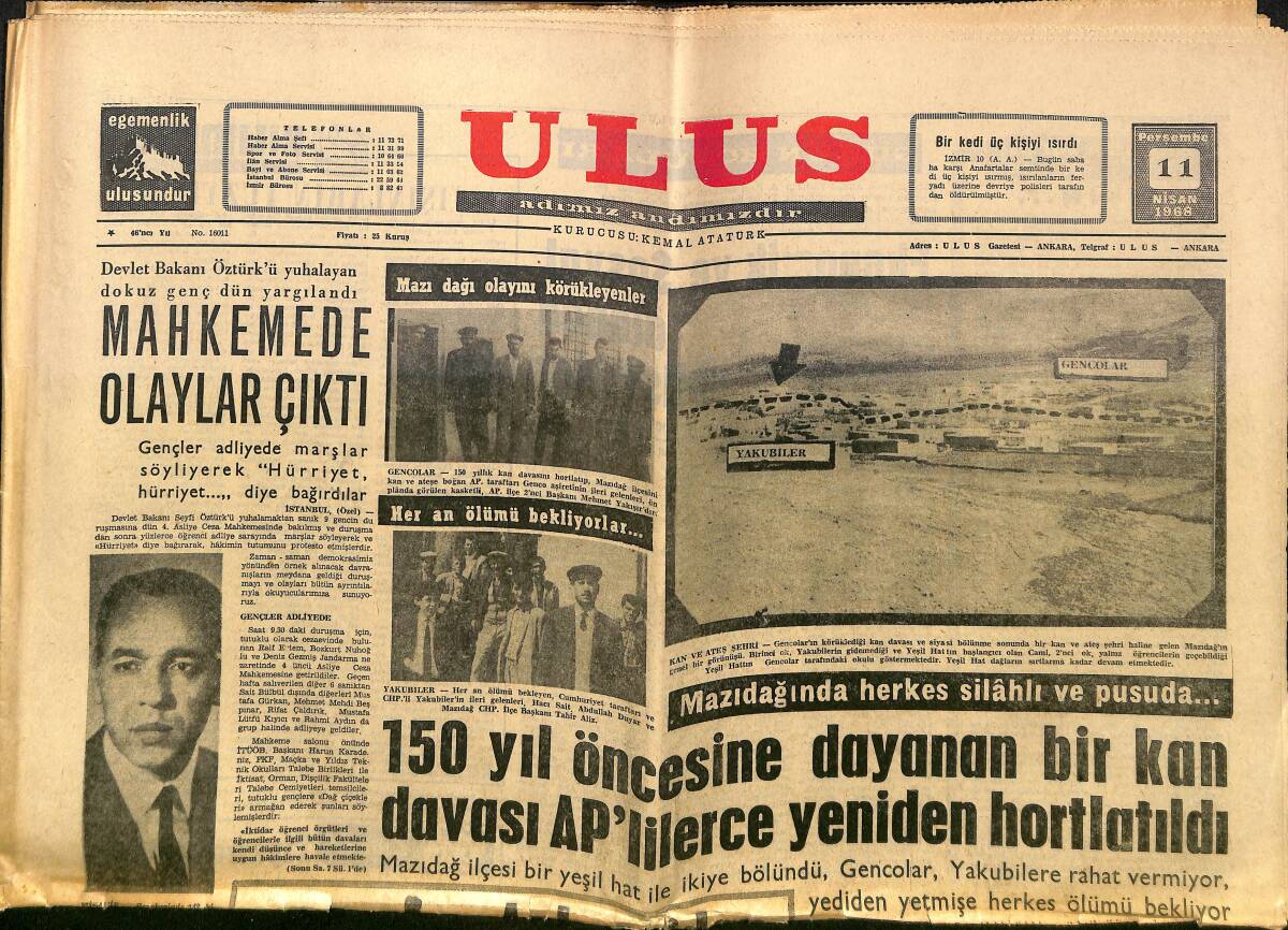 Ulus Gazetesi 11 Nisan 1962 - Galatasaray Yarı Finalde - Kao Ki: Ben Rüşvet Alıyorum, Peki Ya Kennedyler O Parayı Nerden Buldu GZ150783 - 1