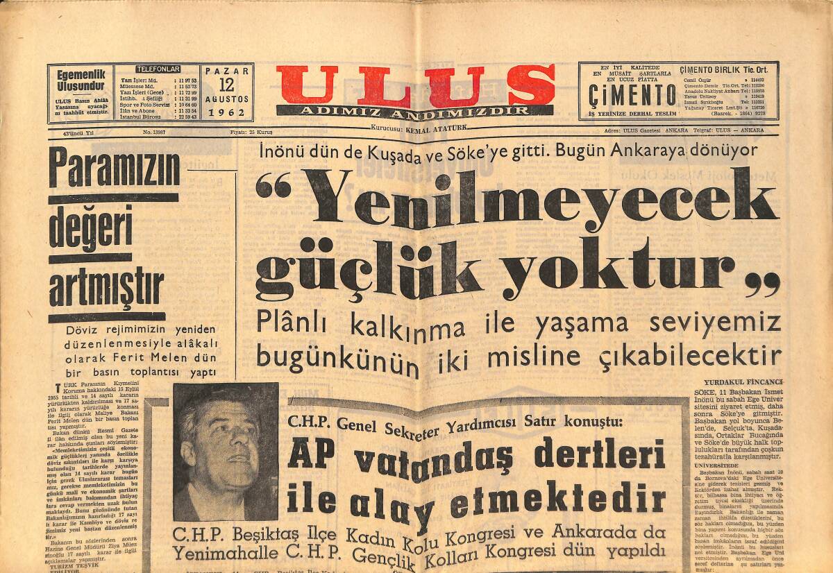 Ulus Gazetesi 12 Ağustos 1962 - Kennedy'nin Eşi Jaqeline Kennedy Bir Süredir Kız Kardeşi İle İtalya'da Tatilde GZ146871 - 1