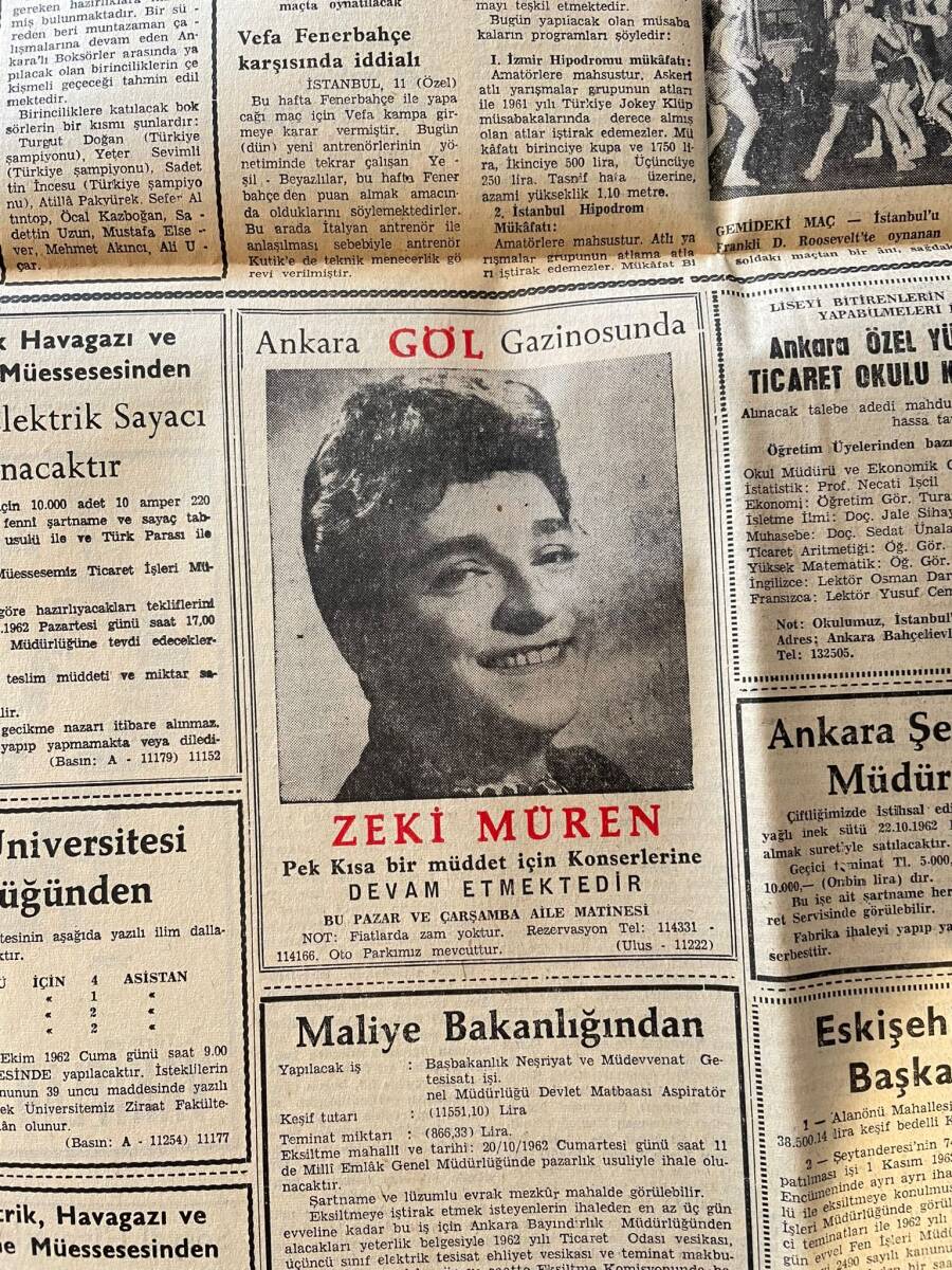 Ulus Gazetesi 12 Ekim 1962 - Yemen, Suudi Arabistan'a Resmen Savaş İlan Etti - Ankara Göl Gazinosunda Zeki Müren GZ146853 - 2