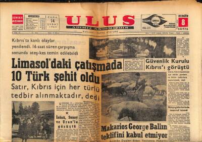 Ulus Gazetesi 14 Şubat 1964 - Makarios George Ballın Teklifini Kabul Etmiyor GZ90377 - 1