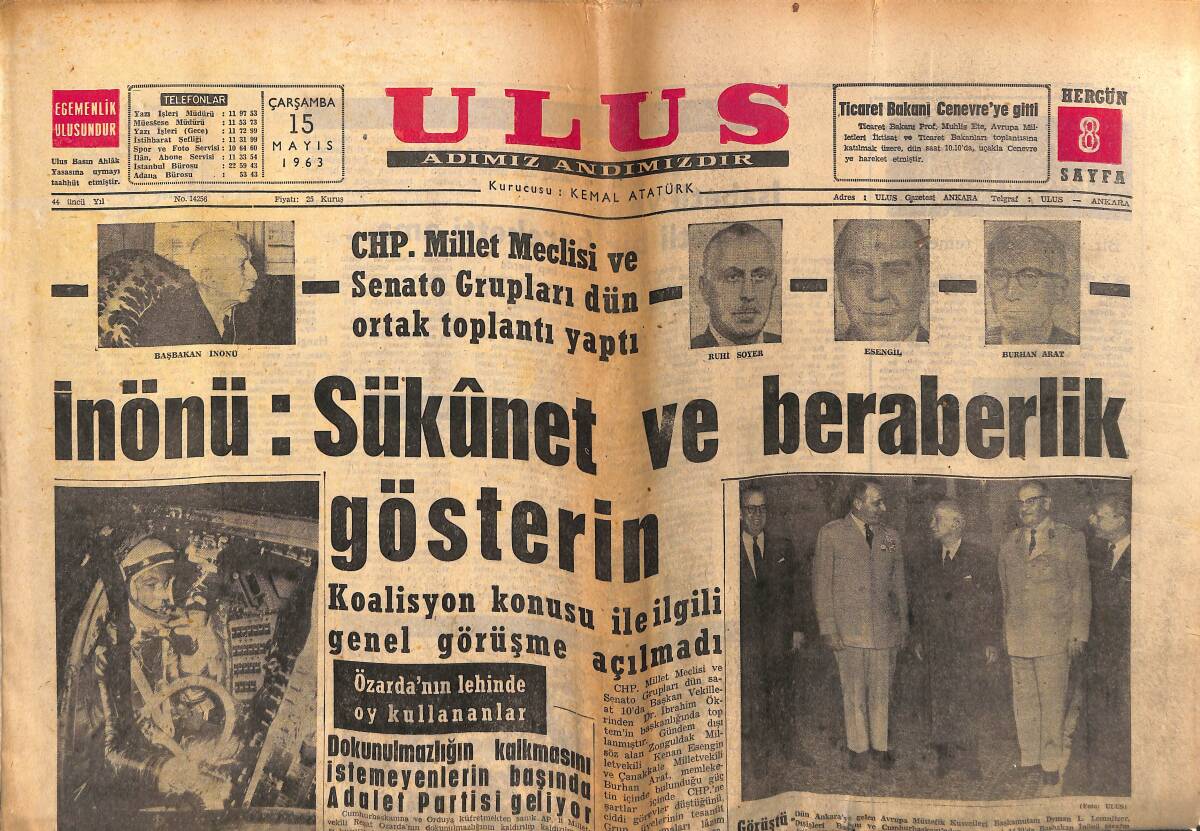 Ulus Gazetesi 15 Mayıs 1963 - Galatasaray'ın En Büyük Kozu Metin Beşiktaş Müdafaasını Geçmeye Çalışacak GZ151605 - 1
