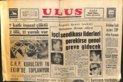 Ulus Gazetesi 16 Eylül 1968 - İşçi Sendikası Liderleri Gerekirse Genel Greve Gidecek GZ103493 - 1
