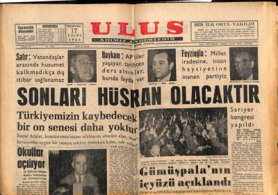 Ulus Gazetesi 17 Eylül 1962 - Bir Yobaz Ataya Dün Tecavüz Etti GZ82269 - 1