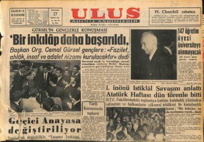 Ulus Gazetesi 17 Kasım 1960 - Bir İnkılap Daha Başarıldı GZ110120 - 1