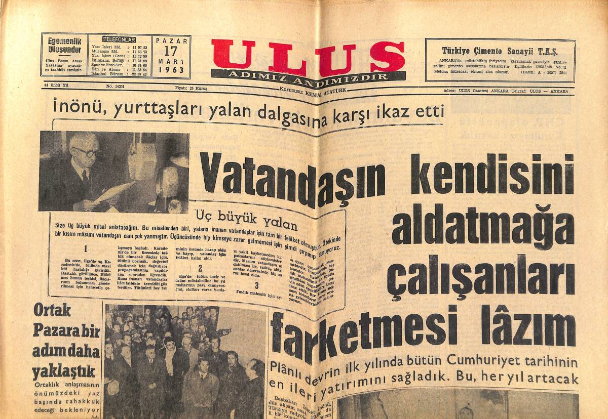 Ulus Gazetesi 17 Mart 1963 - Sovyet Rusya İle Kızıl Çin Anlaşmazlığının Son Haddine Vardığı Bildiriliyor - Pat Boone Değişiyor Mu GZ151634 - 1