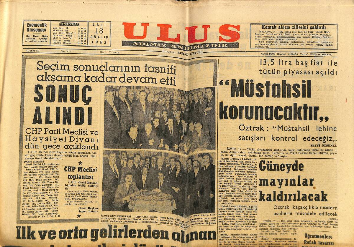 Ulus Gazetesi 18 Aralık 1962 - Dünkü Lodos İstanbul'da Hayatı Felce Uğrattı GZ150553 - 1
