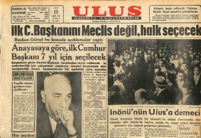 Ulus Gazetesi 18 Ekim 1960 - İsmet İnönünün Ulusa Demeci GZ110140 - 1