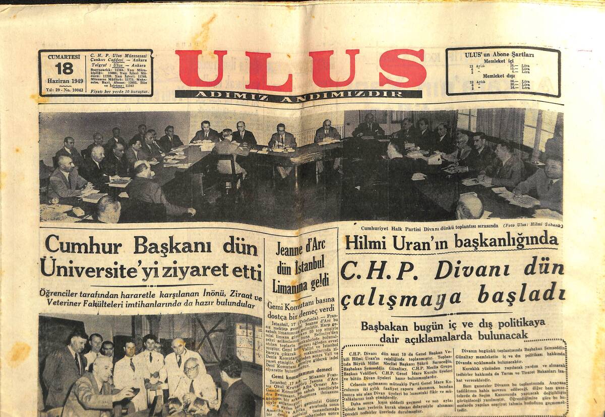 Ulus Gazetesi 18 Haziran 1949- Pakistan'ın İlk Büyükelçisi Pakistan'da Türkiye Ve Atatürk Sevgisinin Ne Kadar Derin Olduğunu Dostça İfadelerle Anlattı GZ146719 - 1