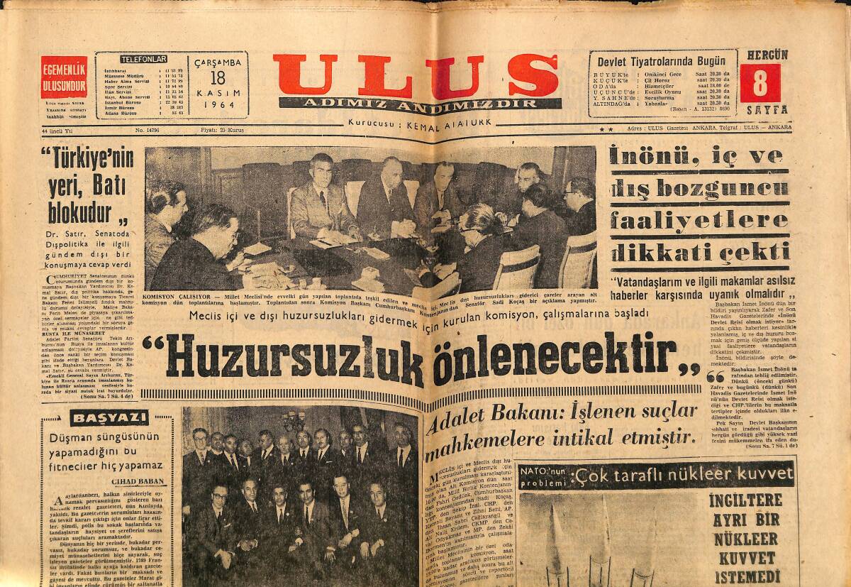 Ulus Gazetesi 18 Kasım 1964 - Zonguldak Milletvekili Suphi Konak Vefat Etti GZ150643 - 1