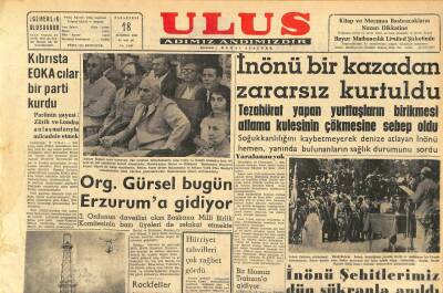 Ulus Gazetesi 18 Temmuz 1960 - İnönü Bir Kazadan Zararsız Kurtuldu GZ82611 - 1