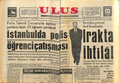 Ulus Gazetesi 18 Temmuz 1968 - Orta Anadolu Kentlerinden Kıyı Şehitlerine Akın Hızlandı - Irakta İhtilal GZ93349 - 1
