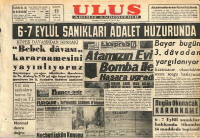 Ulus Gazetesi 19 Ekim 1960 - Bebek Davası Kararnamesini Yayınlıyoruz GZ110139 - 1