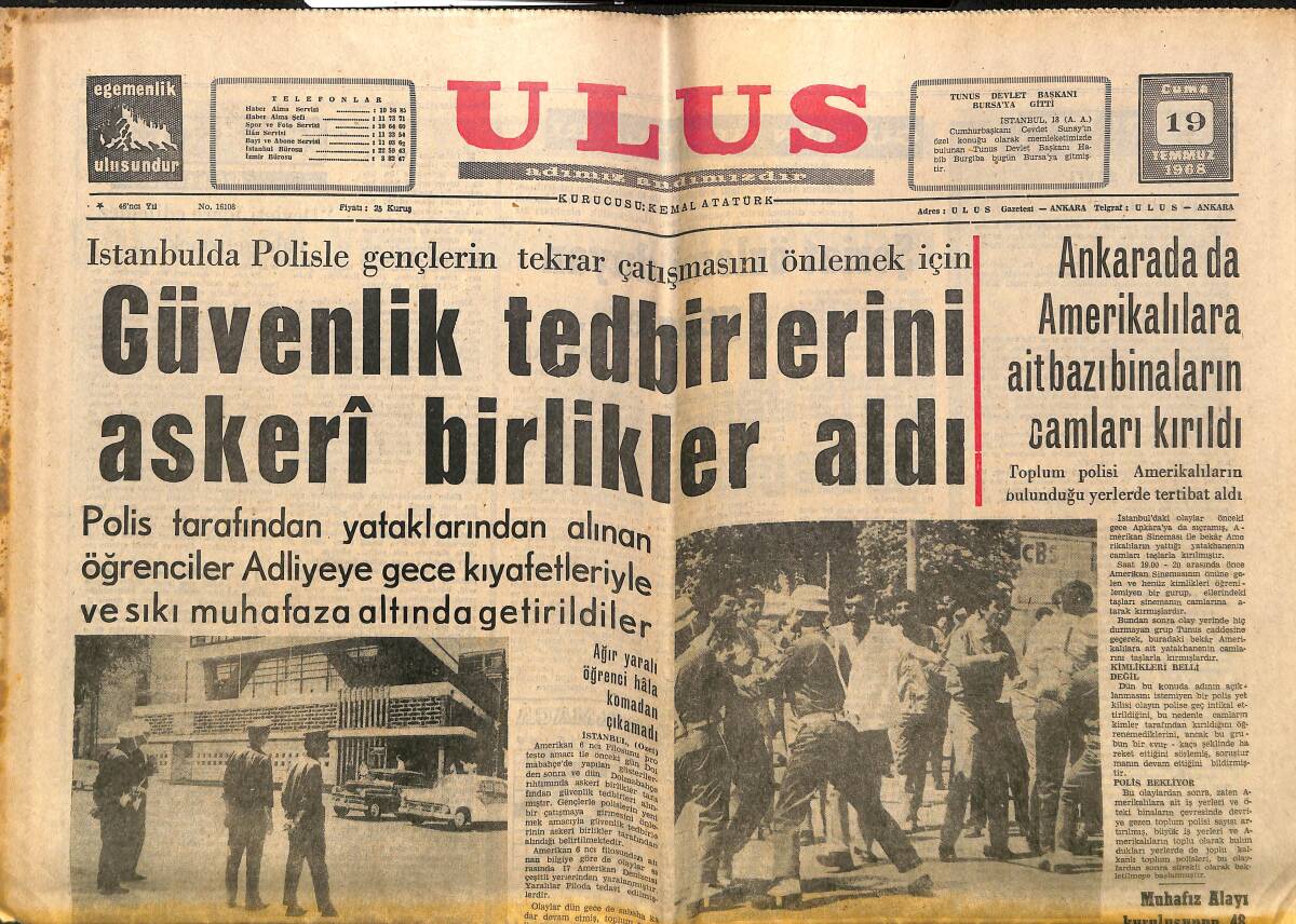 Ulus Gazetesi 19 Temmuz 1968 - Irak İhtilâline Baas Partisinin Adı Karıştı - Uludağ'da Orman Yangını GZ150650 - 1