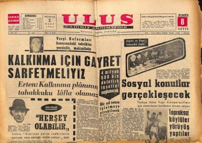 Ulus Gazetesi 2 Mart 1964 - Çukurovaya 428 Milyon Liralık Yatırım GZ90346 - 1