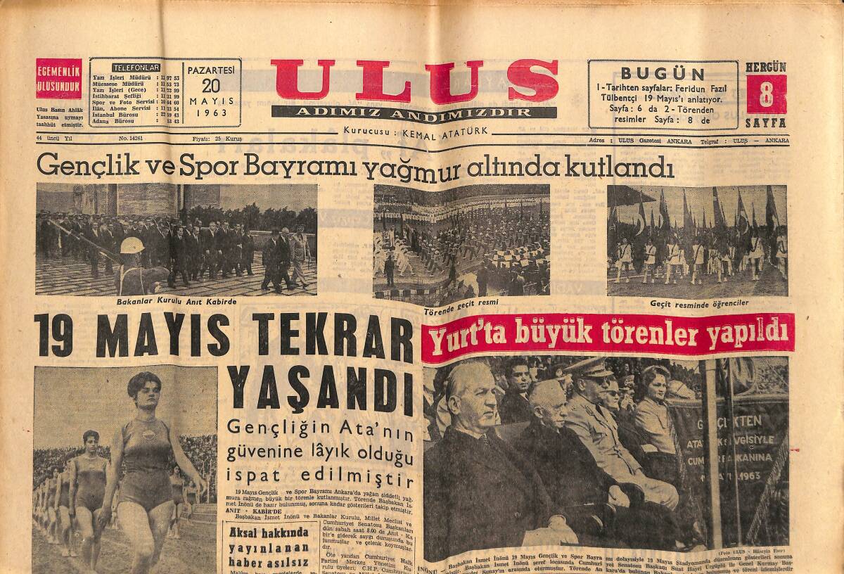 Ulus Gazetesi 20 Mayıs 1963 - Gençlik Ve Spor Bayramı Yağmur Altında Kutlandı - Törenden Fotoğraflar GZ151449 - 1