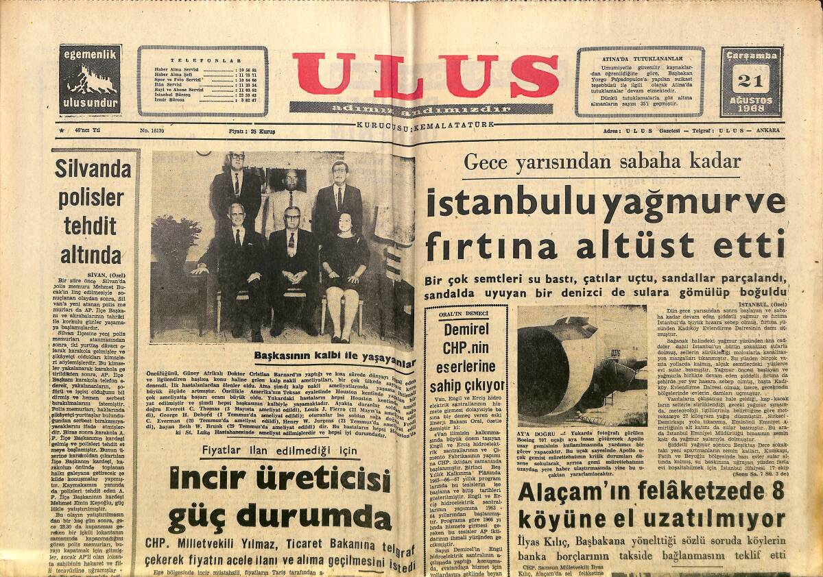 Ulus Gazetesi 21 Ağustos 1968 - Alaçam'ın Felaketzede 8 Köyüne El Uzatılmıyor - İncir Üreticisi Güç Durumda GZ150669 - 1