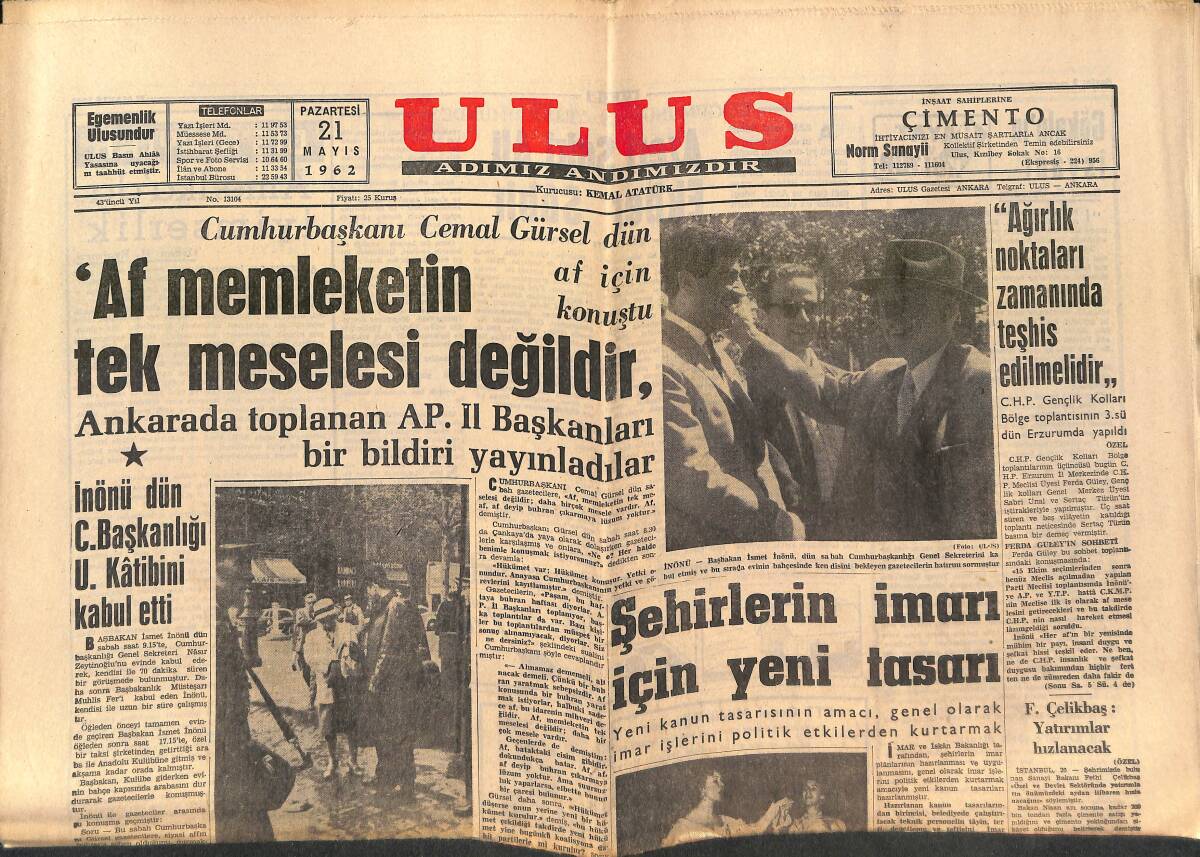Ulus Gazetesi 21 Mayıs 1962 - Maria Callas'ın Eski Kocası Meneghini, Yanından Hiç Ayırmadığı Venedikli Güzel Soprano Silvana Tumucelli İle Başbaşa GZ146869 - 1