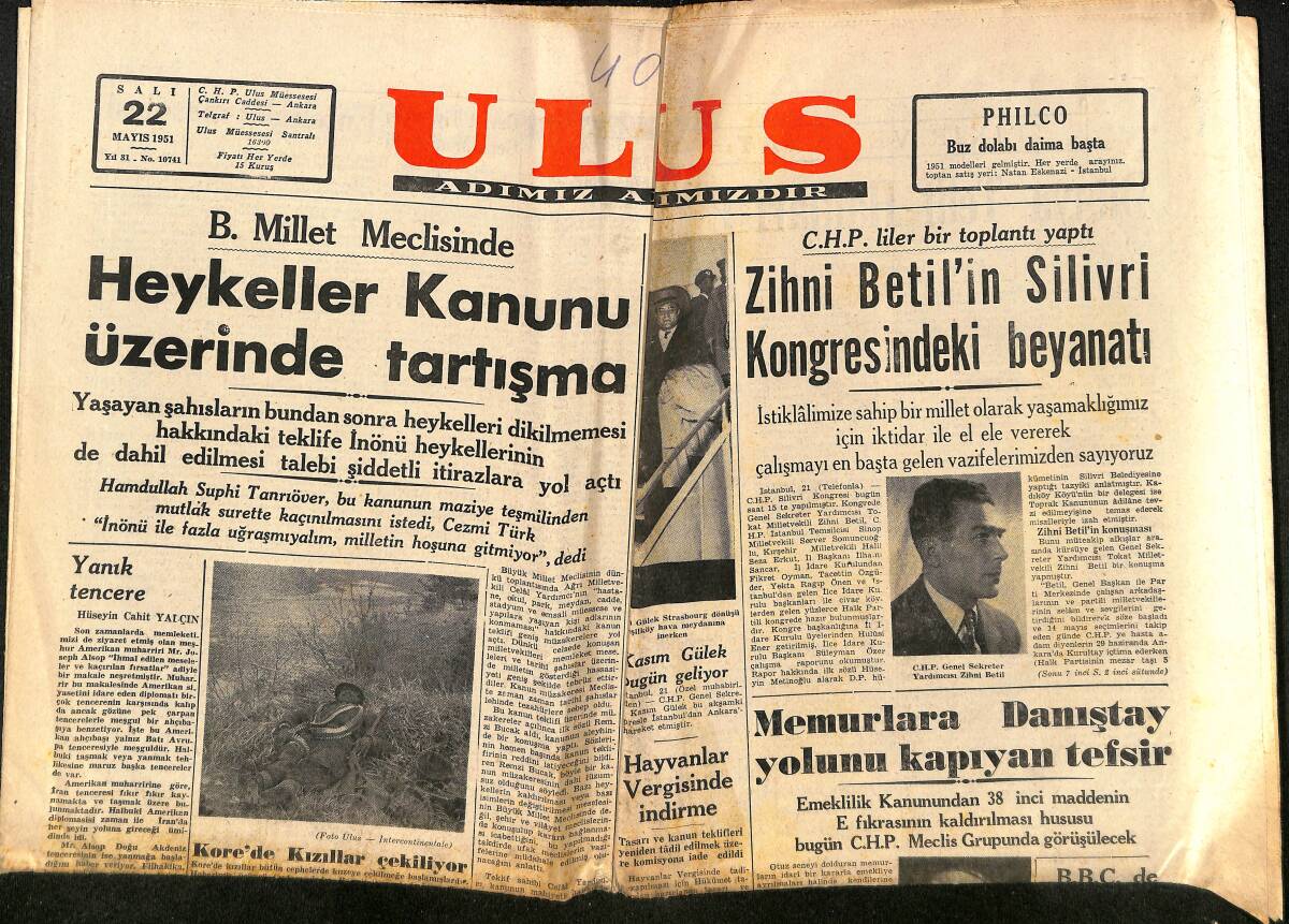 Ulus Gazetesi 22 Mayıs 1951 - Samet Ağaoğlu da İtiraf Etti - İran Hadiseleri Kötüye Gidiyor GZ150581 - 1