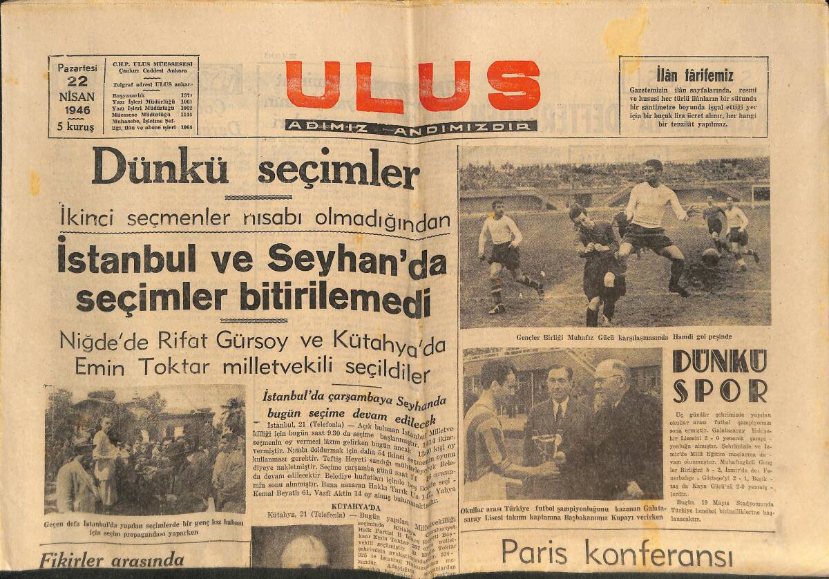 Ulus Gazetesi 22 Nisan 1946 - Güney Almanya'da Gizli Mukavemet Hareketi Büyüyor - Son Sistem Radar Aletinin Genel Görüşü GZ146813 - 1