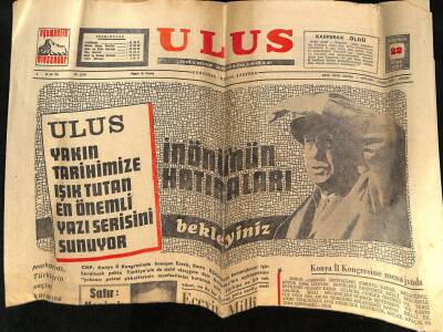 Ulus Gazetesi 22 Ocak 1968 - Kapak İsmet İnönü, Kasperak Öldü, Mersin İdmanyurdu Kupa İçin FB İle Karşılaştı GZ124112 - 1