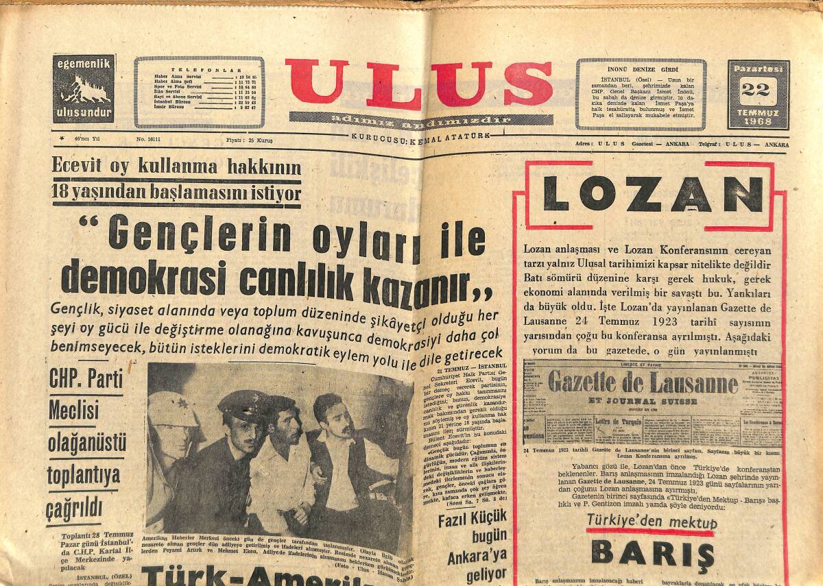 Ulus Gazetesi 22 Temmuz 1968 - Elizabeth Taylor Berberinin Düğününde Eteğini Taşıdı - Fazıl Küçük Bugün Ankara'ya Geliyor GZ147256 - 1