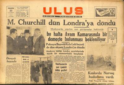 Ulus Gazetesi 23 Ekim 1944 - M.Churchill Dün Londraya Döndü GZ71230 - 1