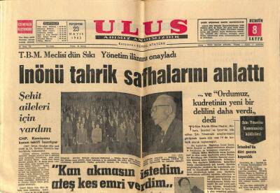 Ulus Gazetesi 23 Mayıs 1963 - TBMM Meclisi Dün Sıkı Yönetim İlanını Onayladı GZ92471 - 1
