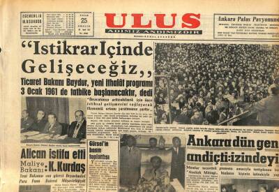 Ulus Gazetesi 25 Aralık 1960 - Ekrem Alican İstifa Etti GZ110119 - 1