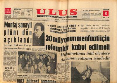 Ulus Gazetesi 25 Mart 1964 - Montaj Sanayii Planı Dün Açıklandı GZ90352 - 1