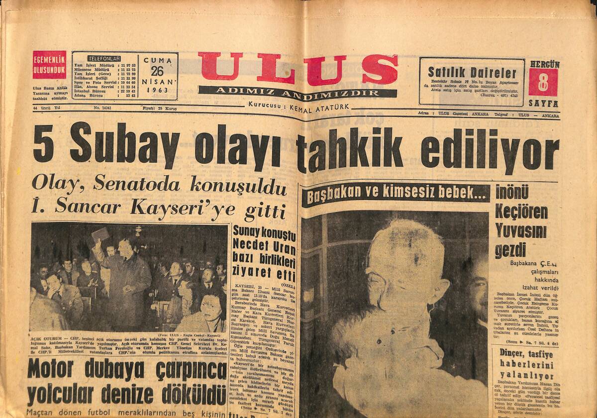 Ulus Gazetesi 26 Nisan 1963 - Üzüm Ve Tütünlerimiz Gümrük İndiriminden Faydalanacak GZ150575 - 1