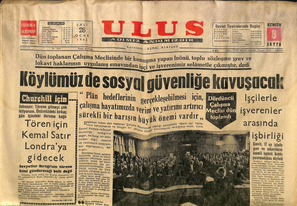 Ulus Gazetesi 26 Ocak 1965 - Konya'nın Bir Köyüne Büyük Bir Göktaşı Düştü - Muhammed Ali Kızmıştı GZ149816 - 1